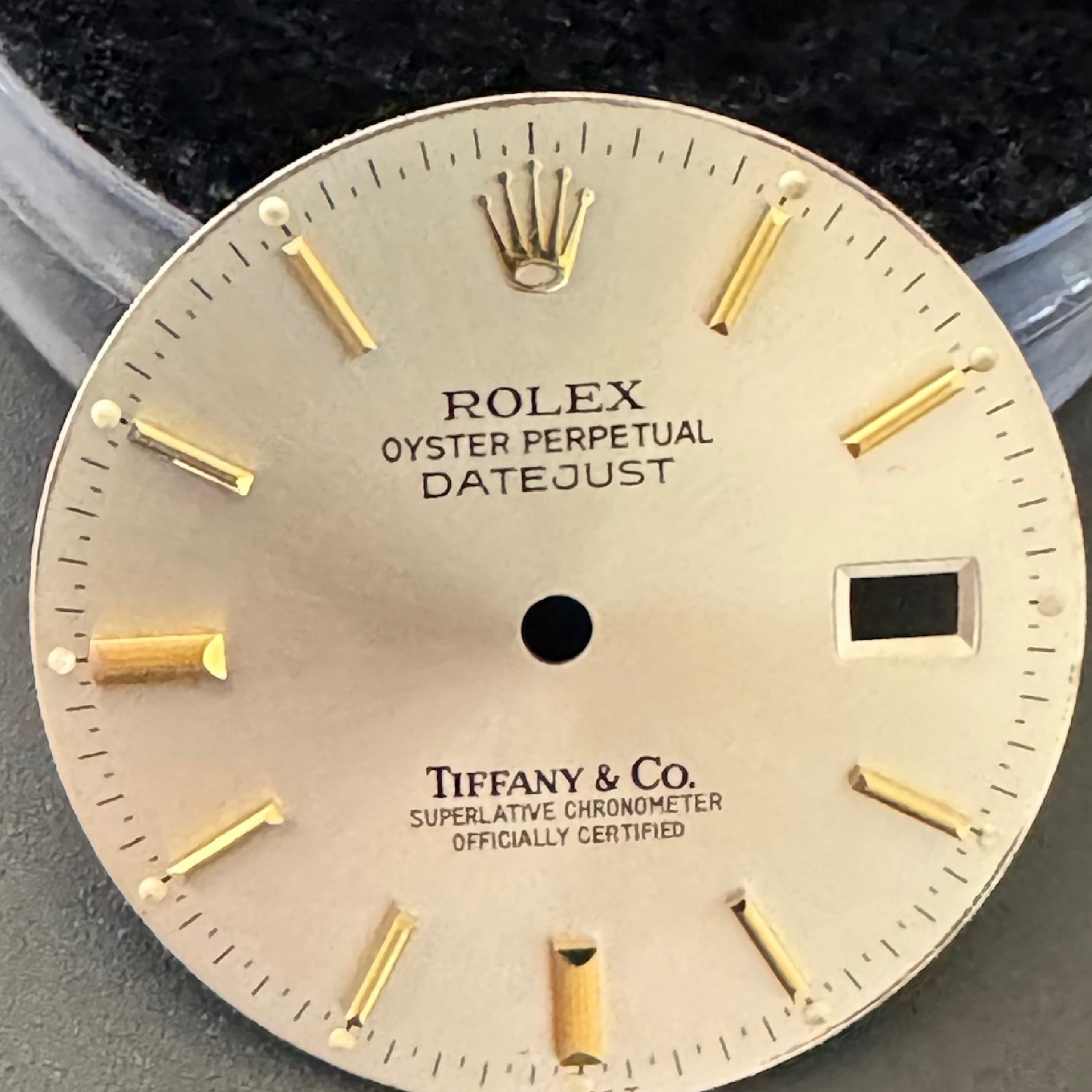 Genuine ROLEX Tiffany & Co Dial Silver Dial Gold Markers Mens Datejust 16013