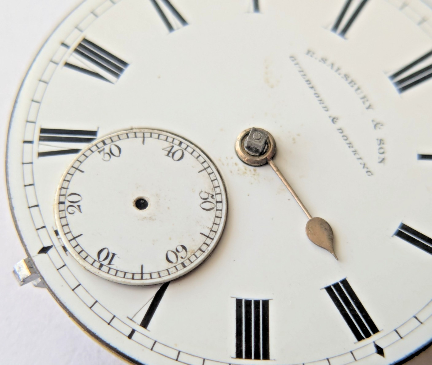 Antique R. Salisbury & Son Guildford English Pocket Watch Movement Clean 43m F15