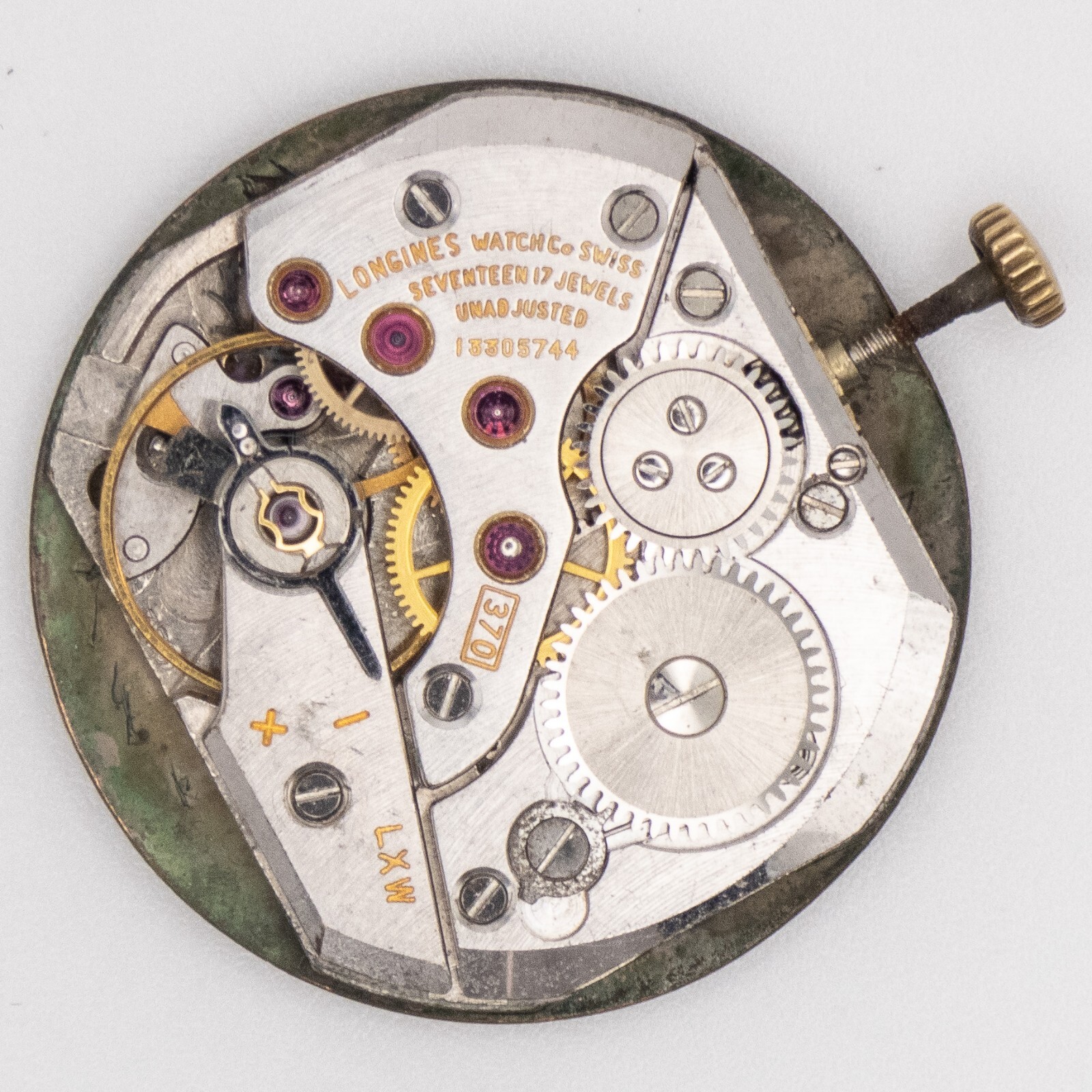 Vintage Longines Caliber 370 17-Jewel Wristwatch Movement, Parts / Repair