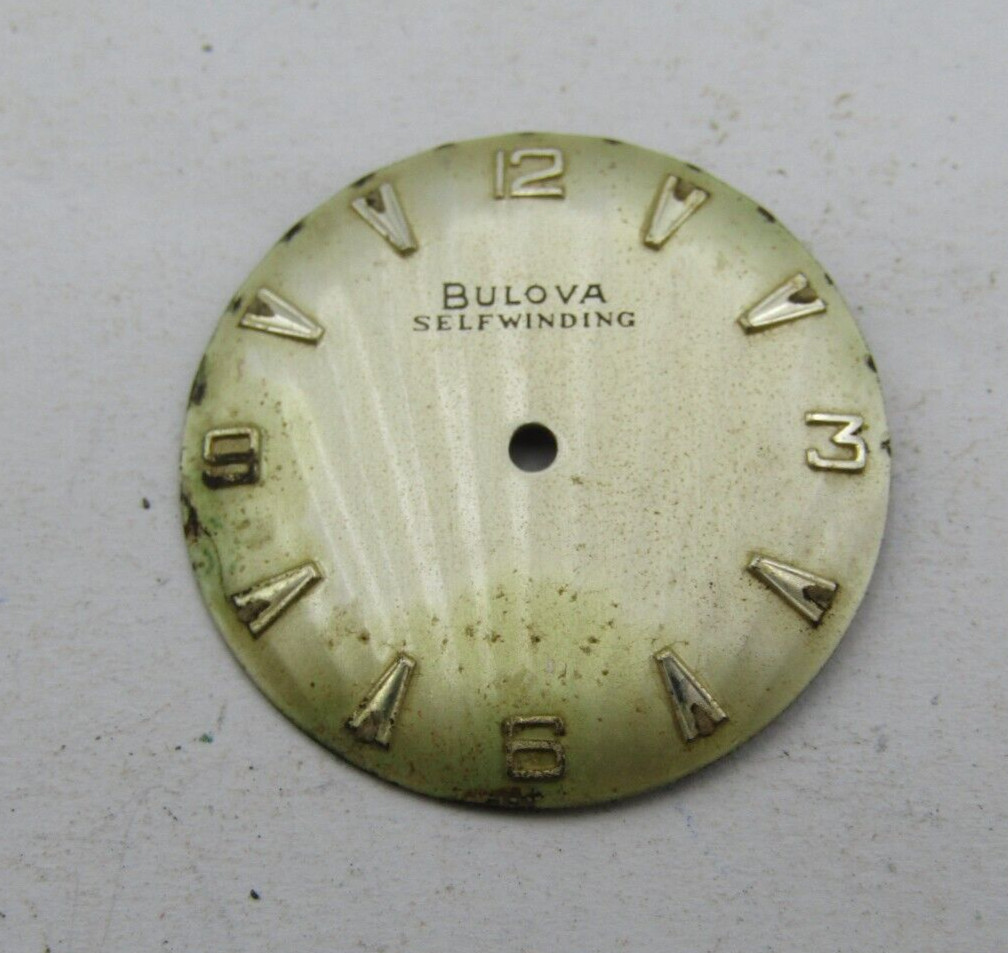 BULOVA SELF-WINDING WATCH DIAL FACE ONLY FOR PARTS/REPAIR/RESTORE P&R 22mm w28