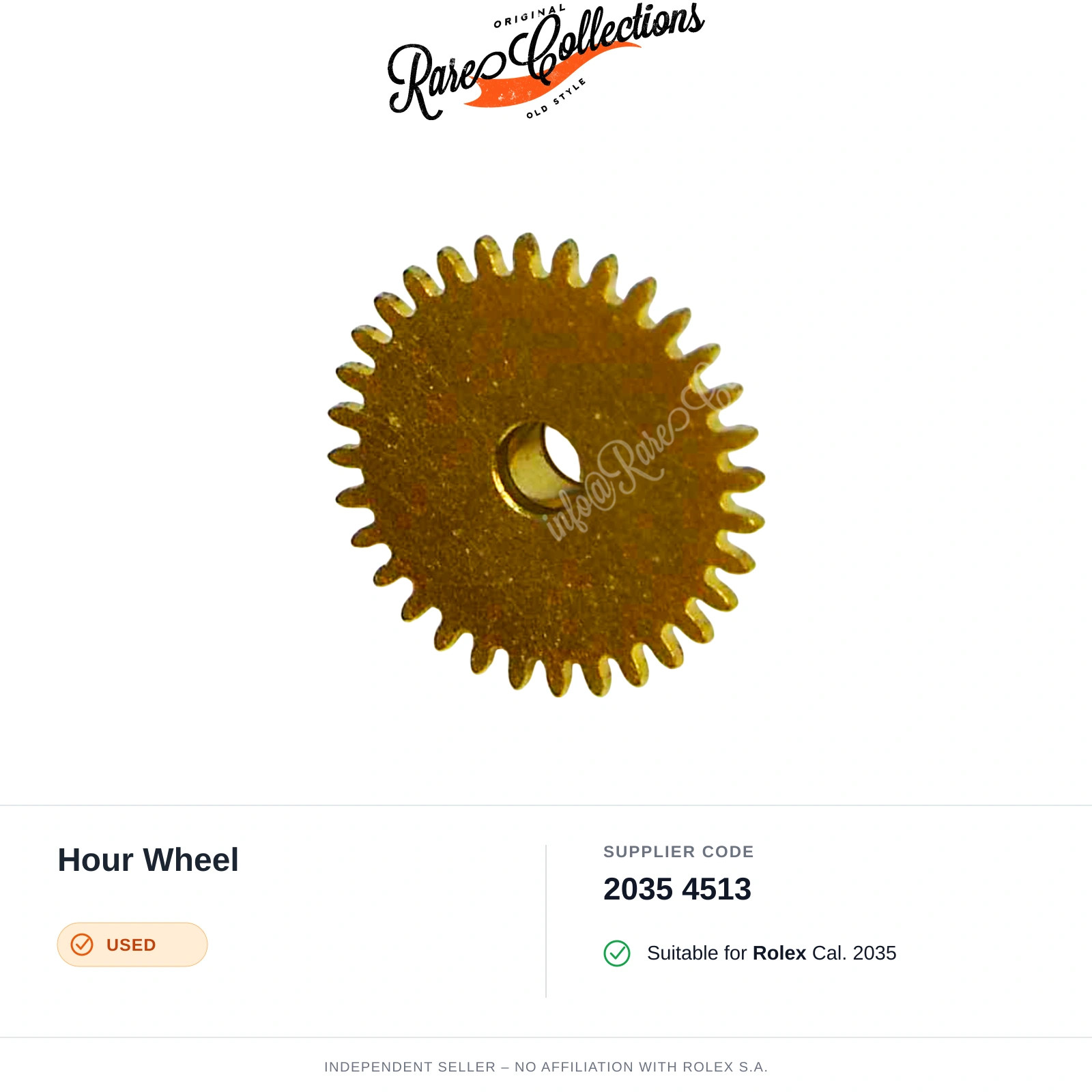 Used hour wheel for Rolex (code 2035 4513) Hour Wheel