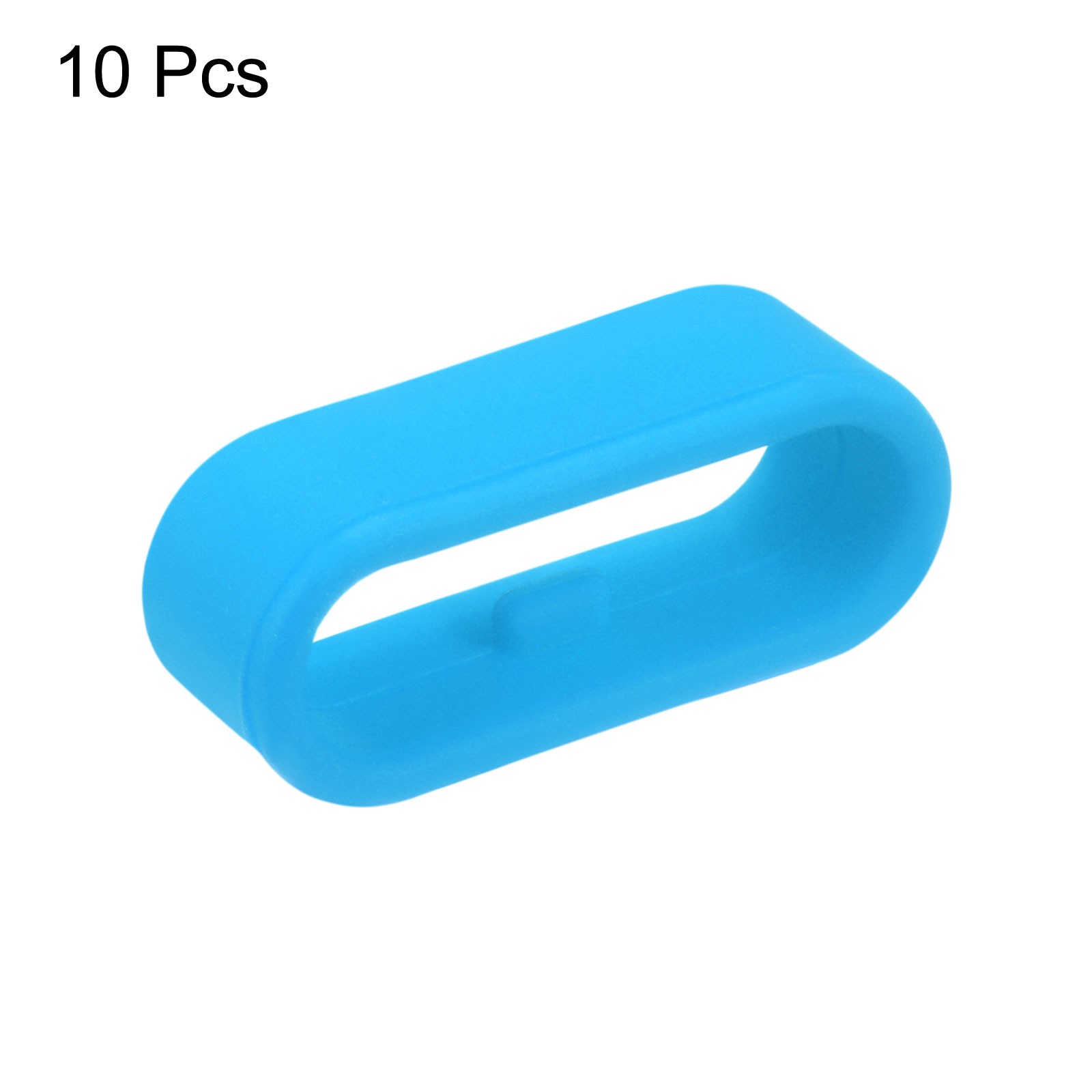 10Pcs Watch Band Strap Loops Silicone Fastener Rings for 18mm Band, Light Blue