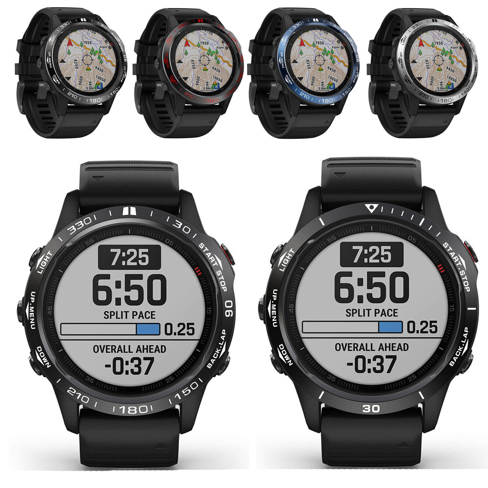 Stainless Steel Bezel Ring Adhesive Cover for Garmin Fenix 6/ Pro/Sapphire Watch