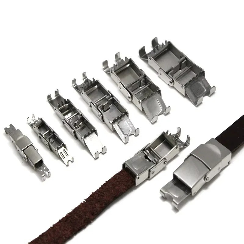 5Pcs Watch Clasp Crimp Jaw Hook Stainless Steel DIY Leather Connect Lace Buckle