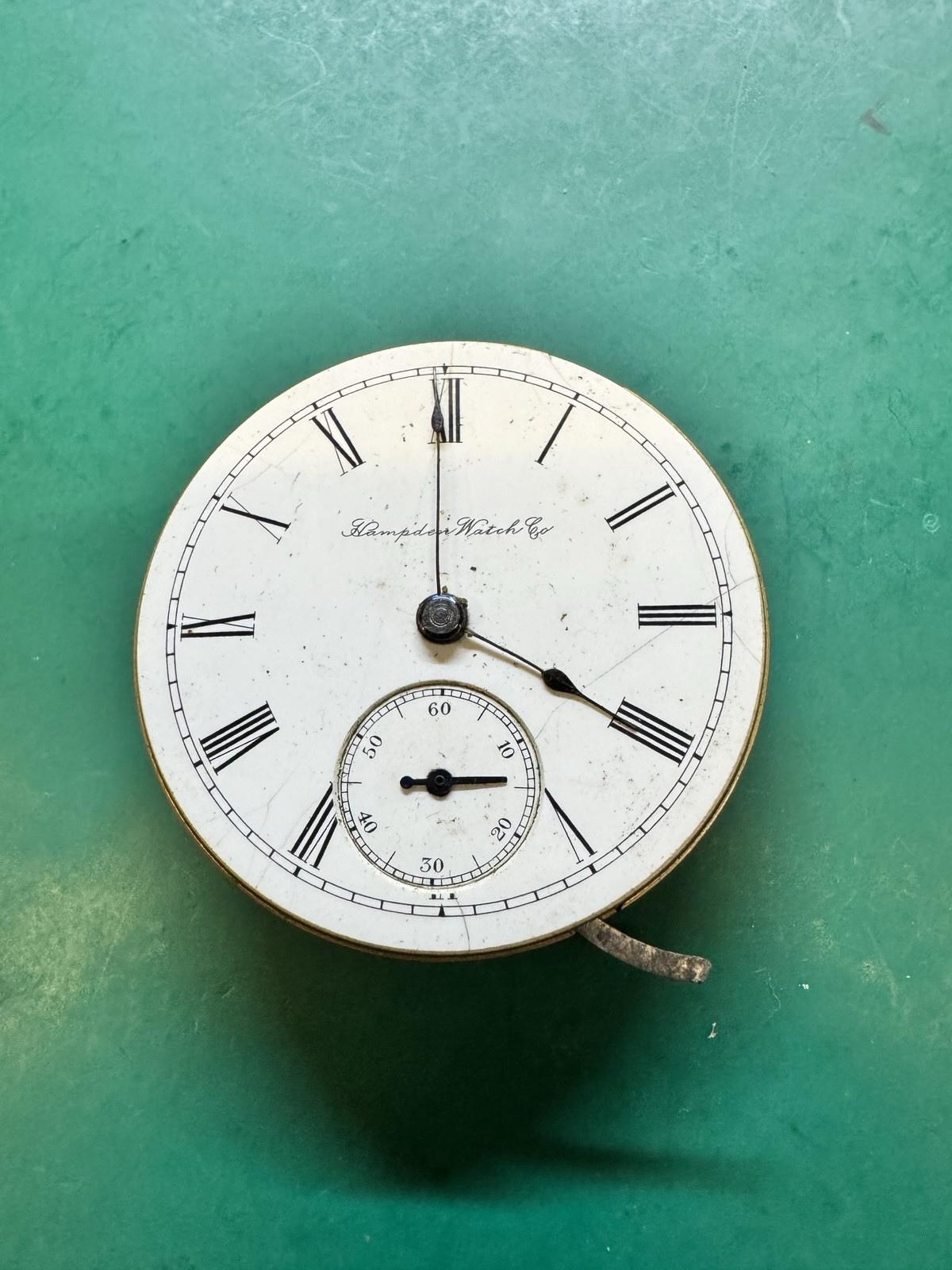 Vtg Hampden Champion 18s 7j Hunting Pocket Watch Movement, Staff👌 Parts Repairs