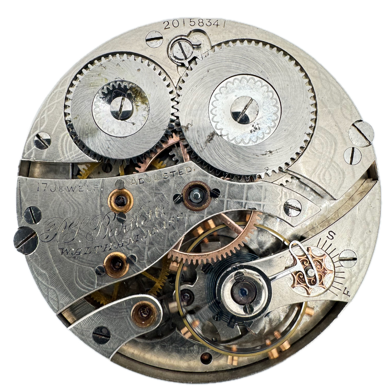 Antique 1915 Waltham Mechanical Hunter Pocket Watch Movement P.S. Bartlett Runs