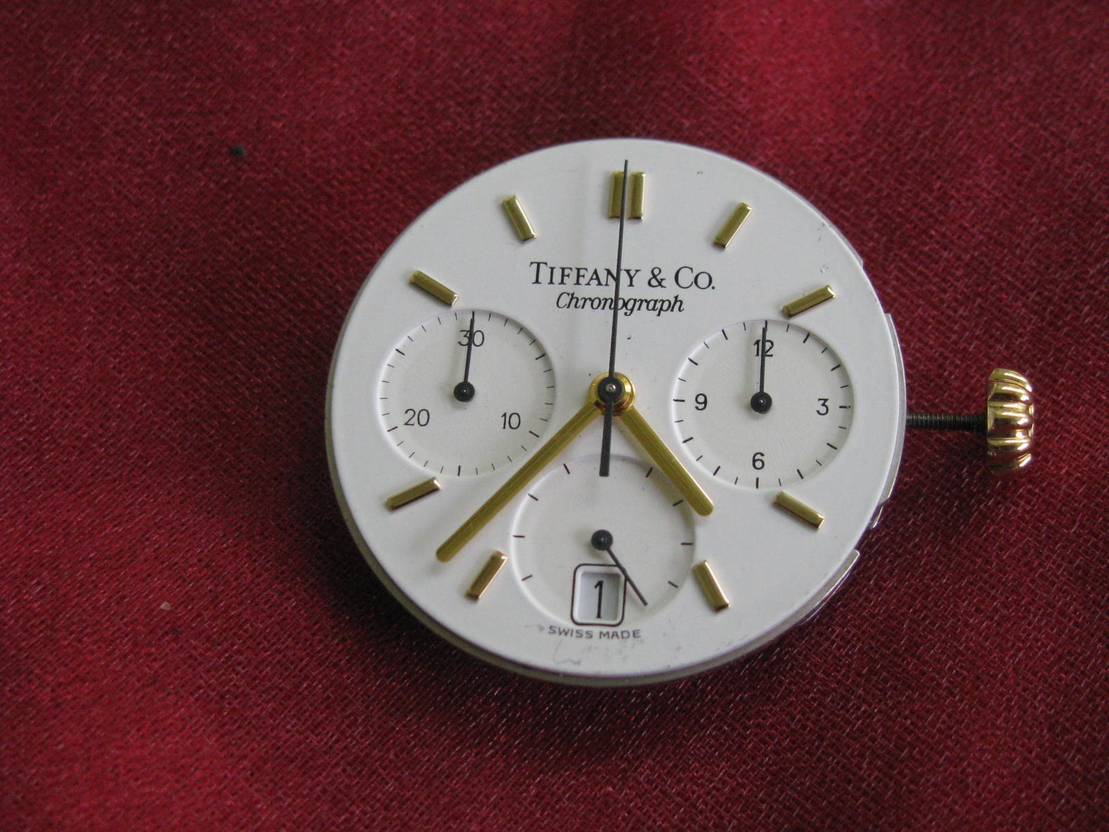 Tiffany & Co (Frederic Piguet 1270) Quartz Chronograph Watch Movement & Dial