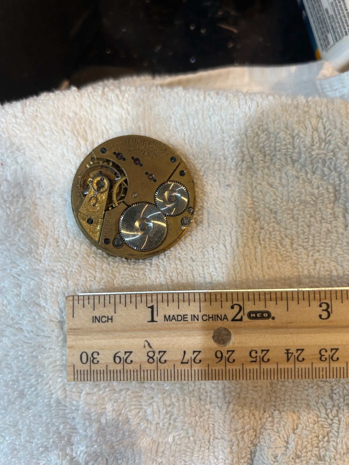 Antique Waltham Royal Art Deco Pocket Watch Movement and Dial