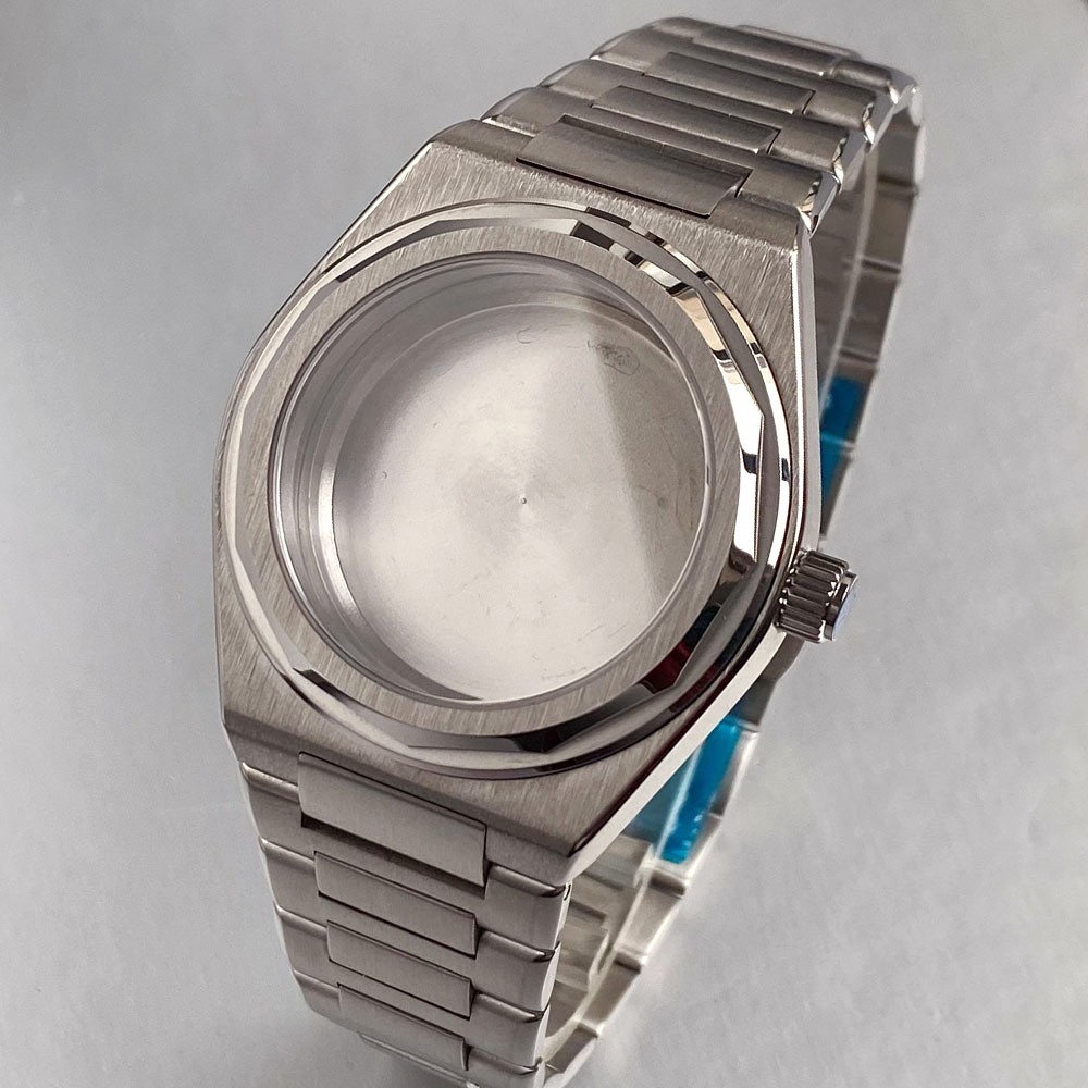 40mm Watch Case with Polygonal Bezel Sapphire Fit NH35 NH34 PT5000 For Ingenieur