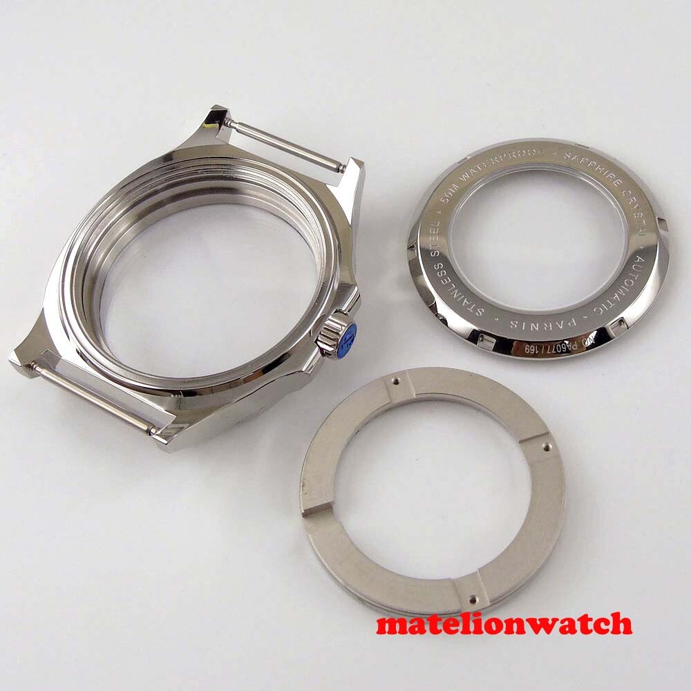 Square 44mm Watch Case Parts Fit For Miyota 8215 821A DG 2813 Sapphire Glass