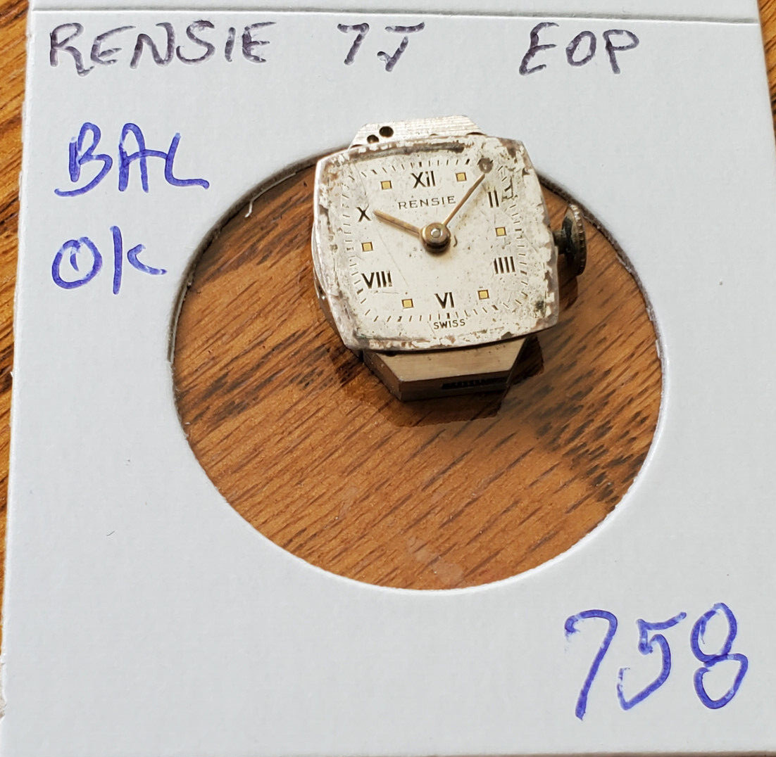 LADIES RENSIE 7J EOP WRIST WATCH MOVEMENT #758