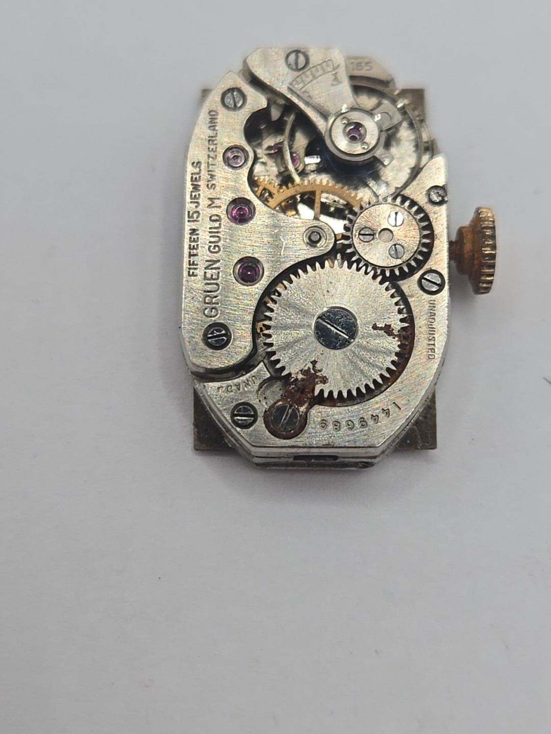 Vintage Watch Movement Gruen Guild M GR 165 FOR REPAIRS