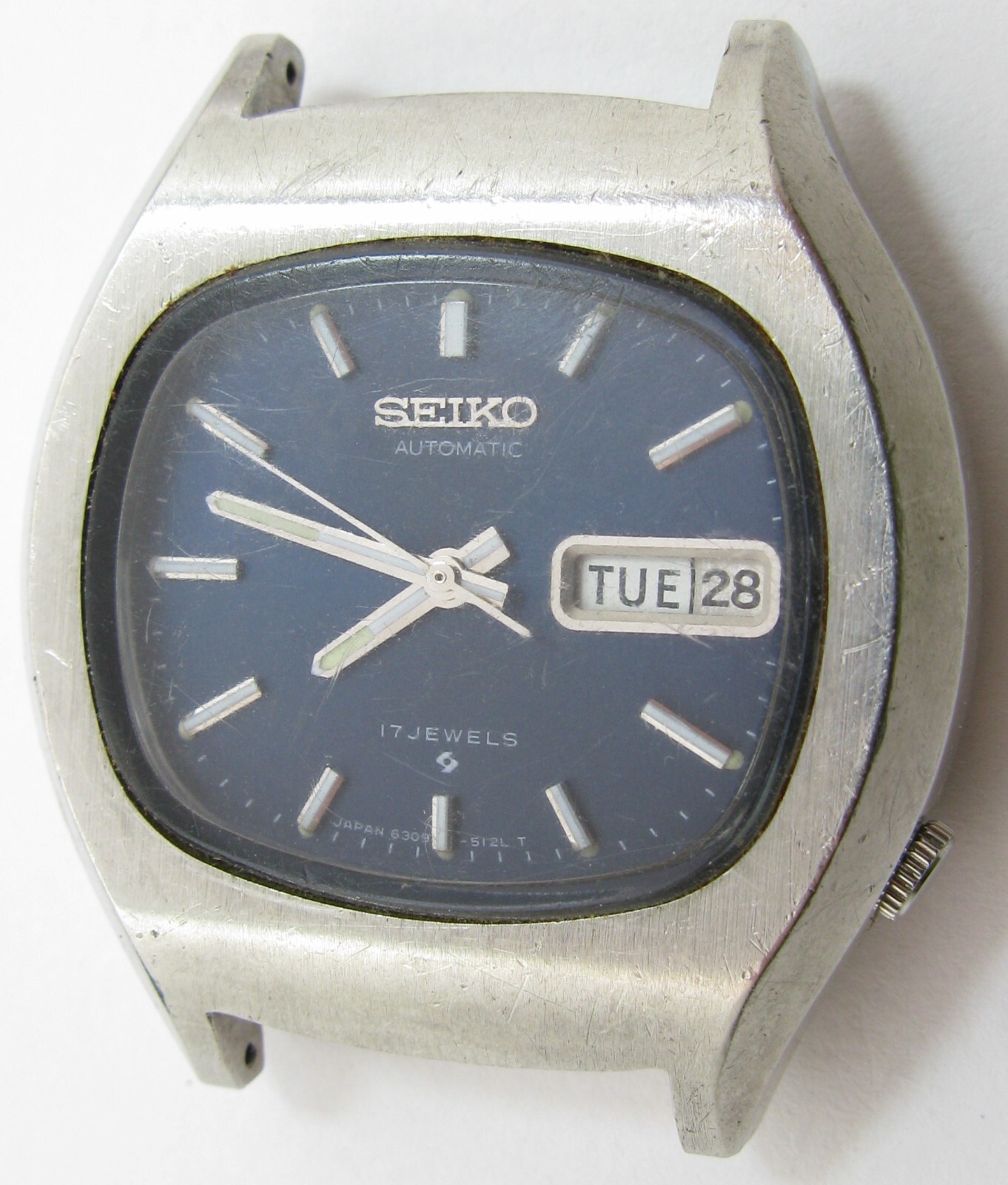 Seiko 6309 A complete automatic s. steel watch 17 jewels & dial 512L for parts