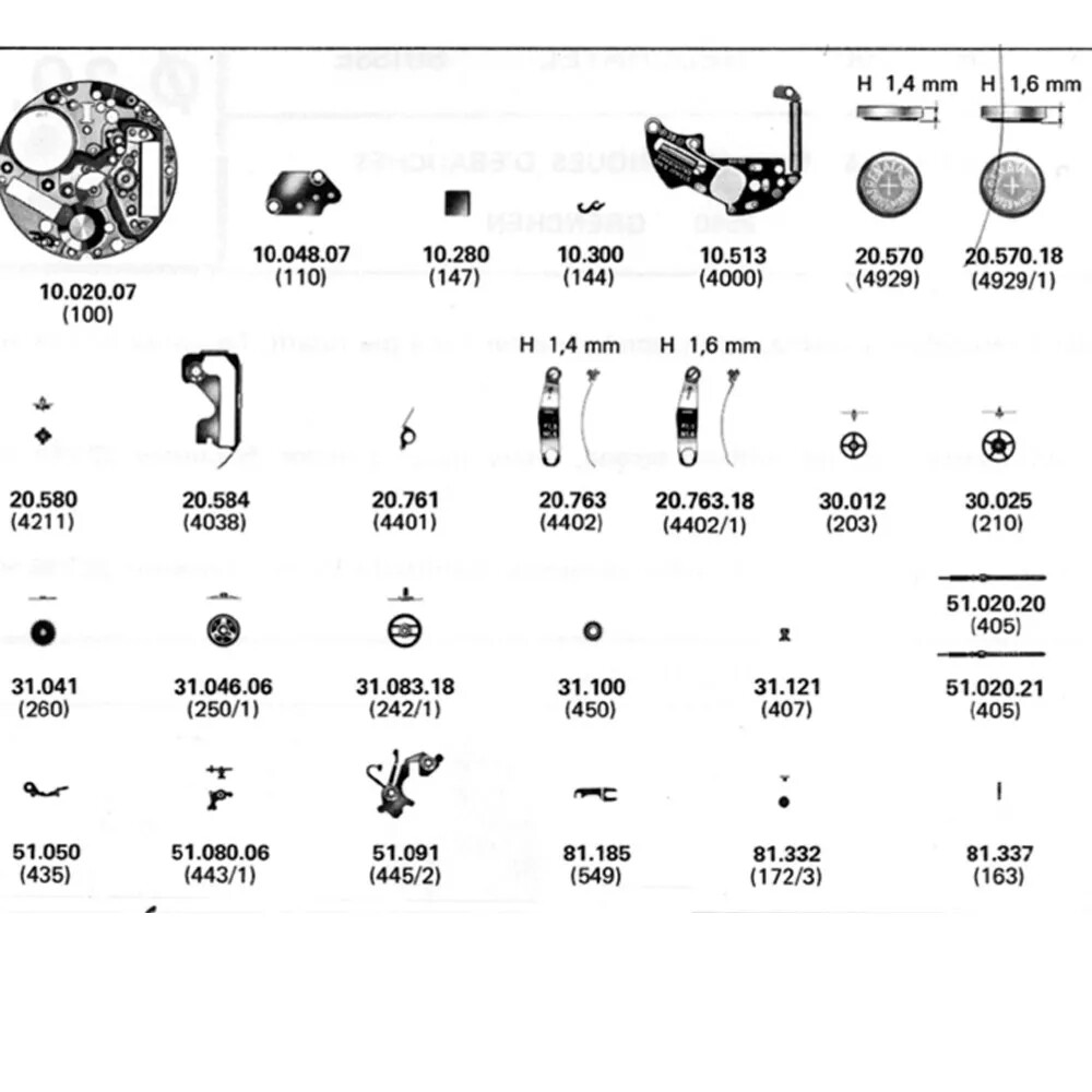 ETA 959.001 Watch Parts Fits Omega 1377 Fits Longines 761.2, NEW