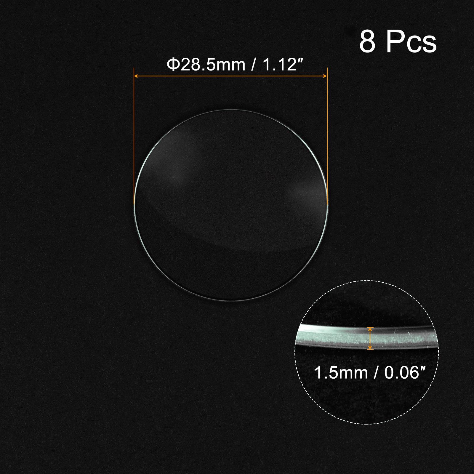 8Pcs 28.5mm Dia Watch Glass Crystal Lens Single Dome Round 1.5mm Edge Thickness