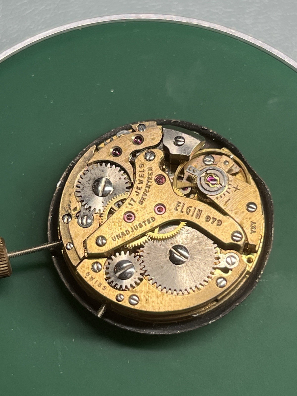 RUNNING Elgin Cal. 979 Manual Alarm Watch Movement 17j