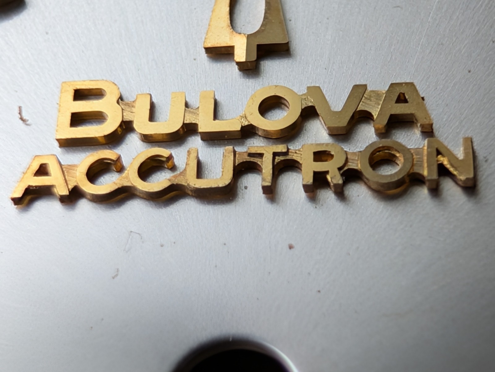 Vintage 1970’s Bulova Accutron Gold-Accented Silvery Champagne DIAL ONLY – 28 mm