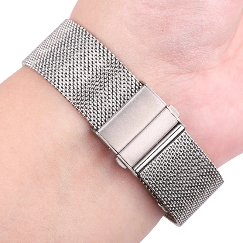 Stainless Steel Milanese Loop Watchband Silver Black for Galaxy Watch 4/3 16-22m
