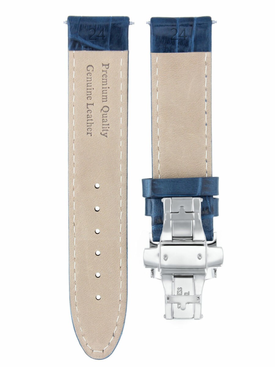 24MM LEATHER WATCH STRAP BAND CLASP FOR 44MM PANERAI LUMINOR RADIOMIR BLUE WS