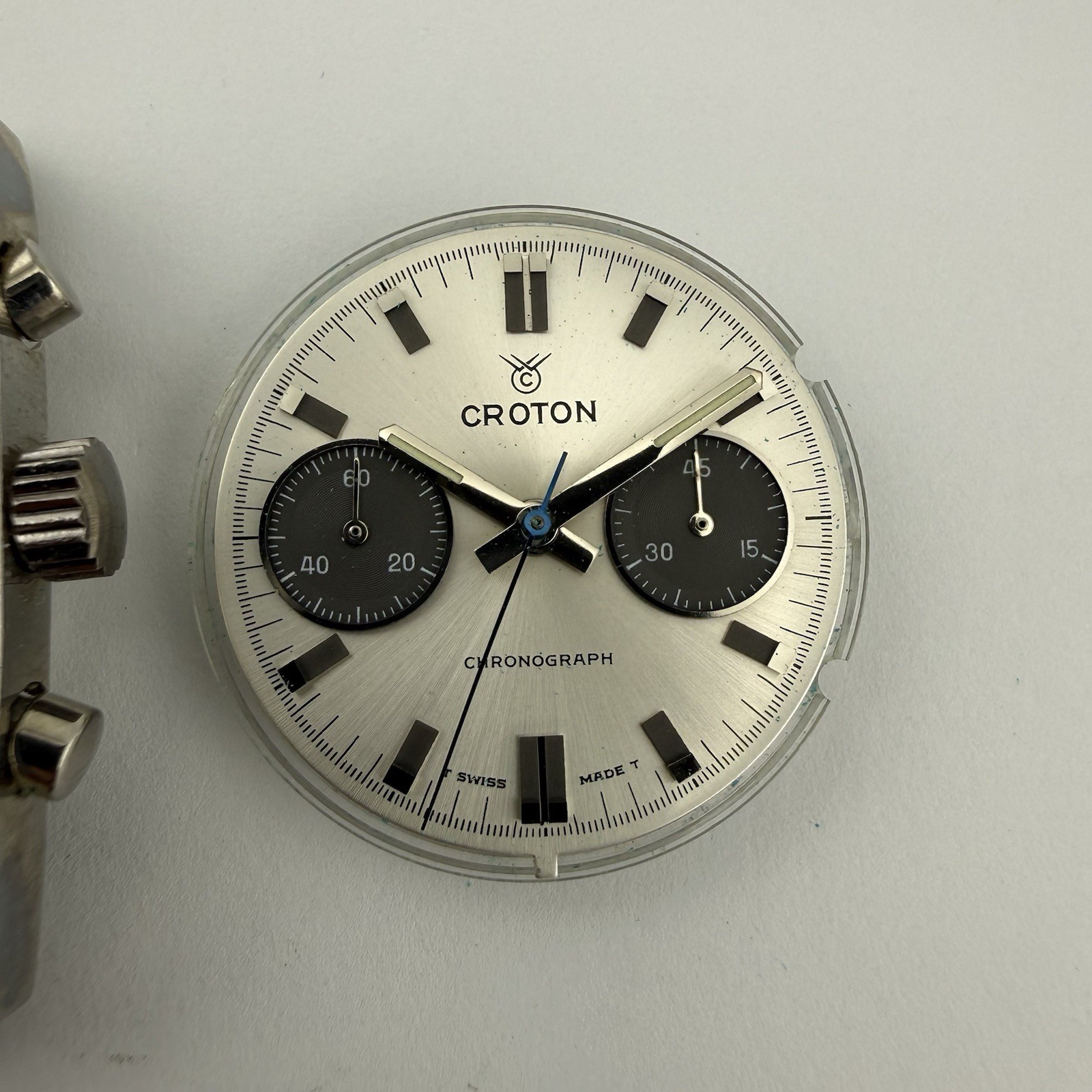 NOS Croton Chronograph Watch Case Stainless Steel Original Dial – Landeron 248