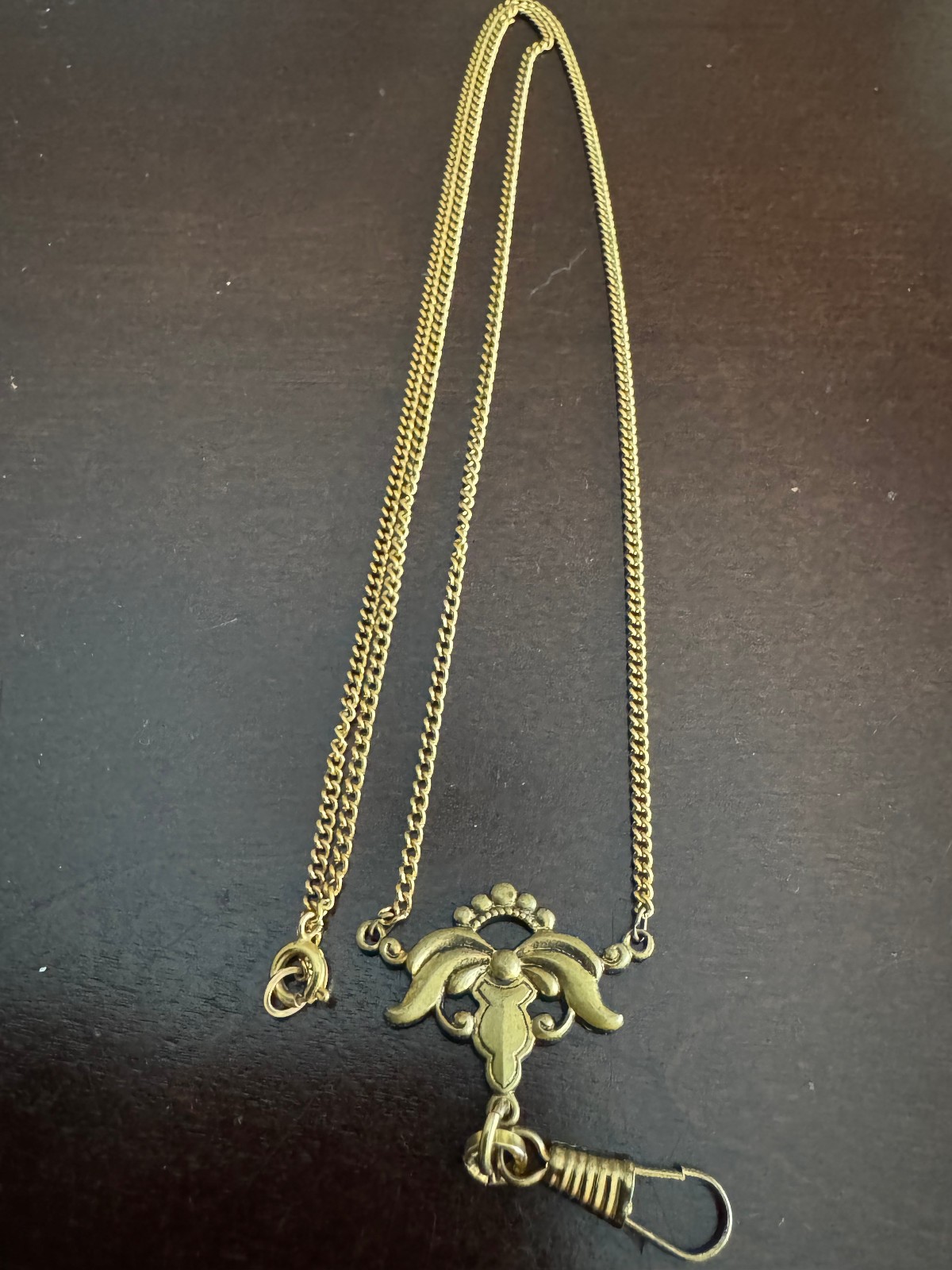 VINTAGE 16 INCH FLUER DE LIS POCKET WATCH NECKLACE CHAIN