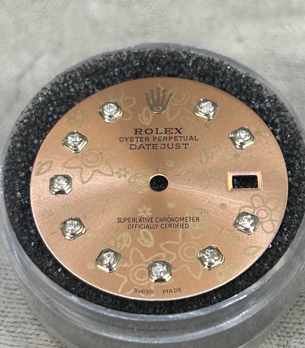 Rolex 36mm Datejust Custom Salmon Floral Dial With Diamond Markers For Quickset