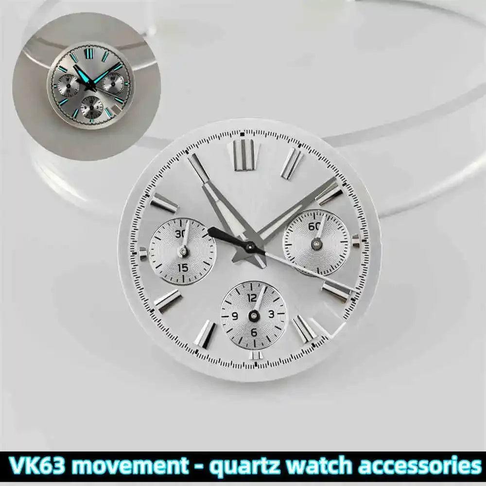 39mm Transparent Acrylic Watch Case 20mm Watch Bands Set 29.5mm Dial for VK63
