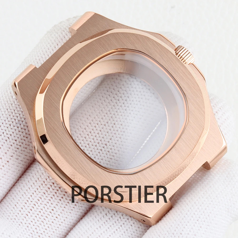 40mm Square Watch Case for Nautilus NH35 NH36 NH38 movement 30.5mm Dial Rose Gol