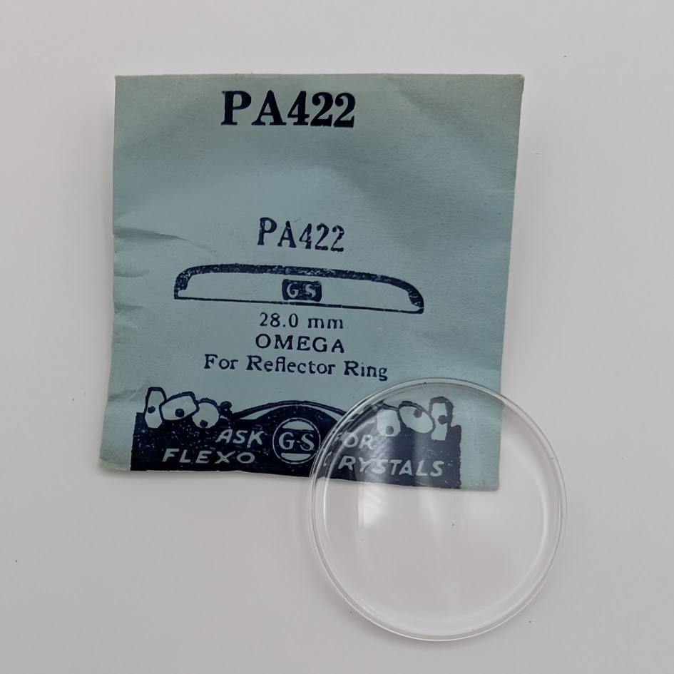 GS PA422 Omega Watch Crystal 28.0mm NOS Replacement Acrylic for Reflector Ring