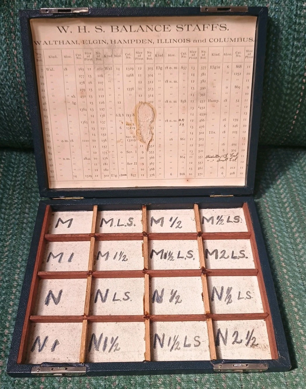 Antique Waltham, Elgin, Hampden, Illinois, Columbus Balance Staff Case