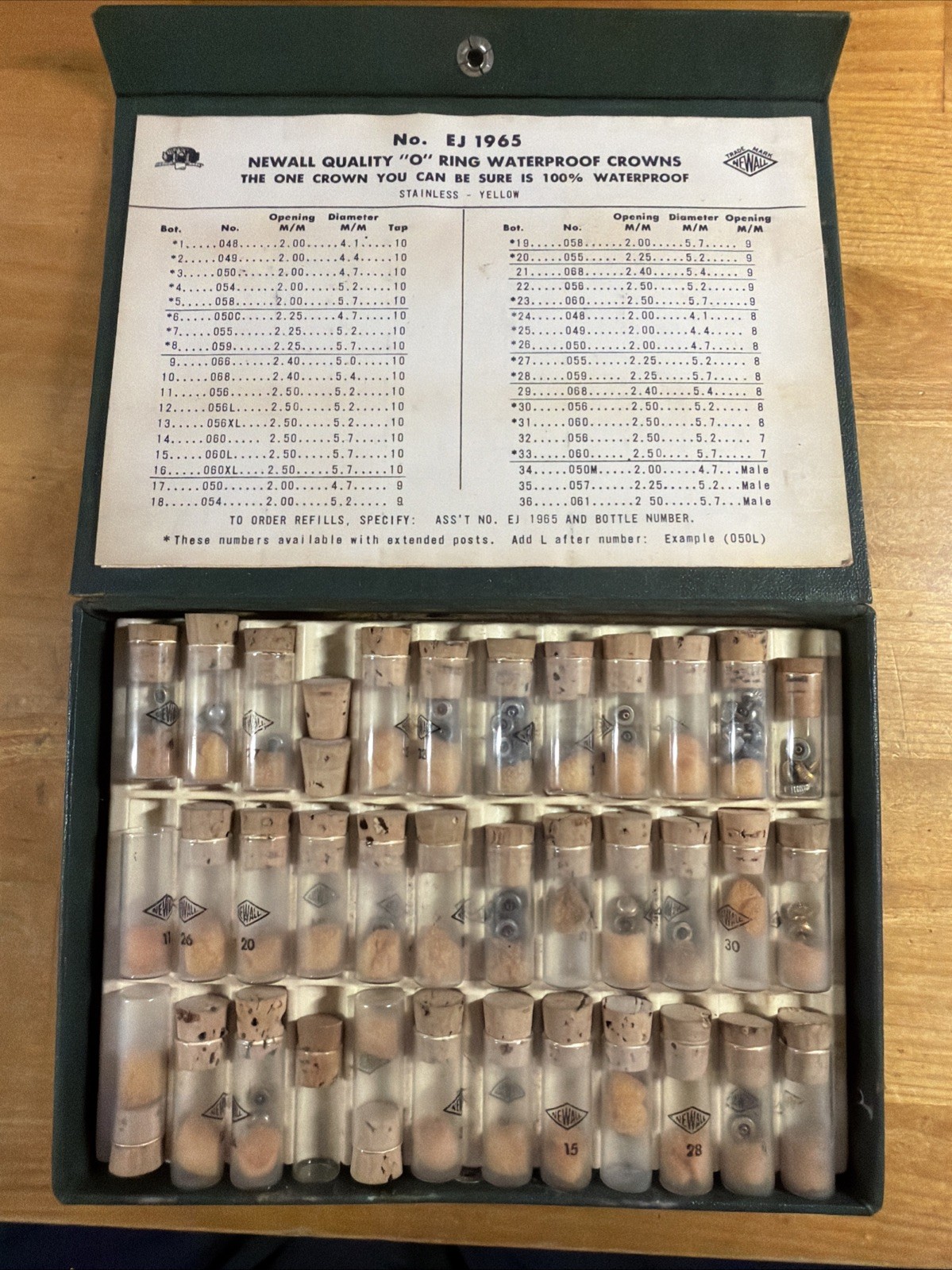Newall No. EJ 1965 “O” Ring Waterproof Crown Assortment + Bulova, Hamilton, C