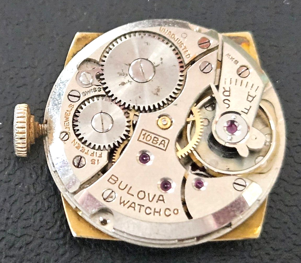 BULOVA 10BA 15J Watch Movement (REMOVED FROM GOLD CASE/BALANCE RUNS) LOT.225
