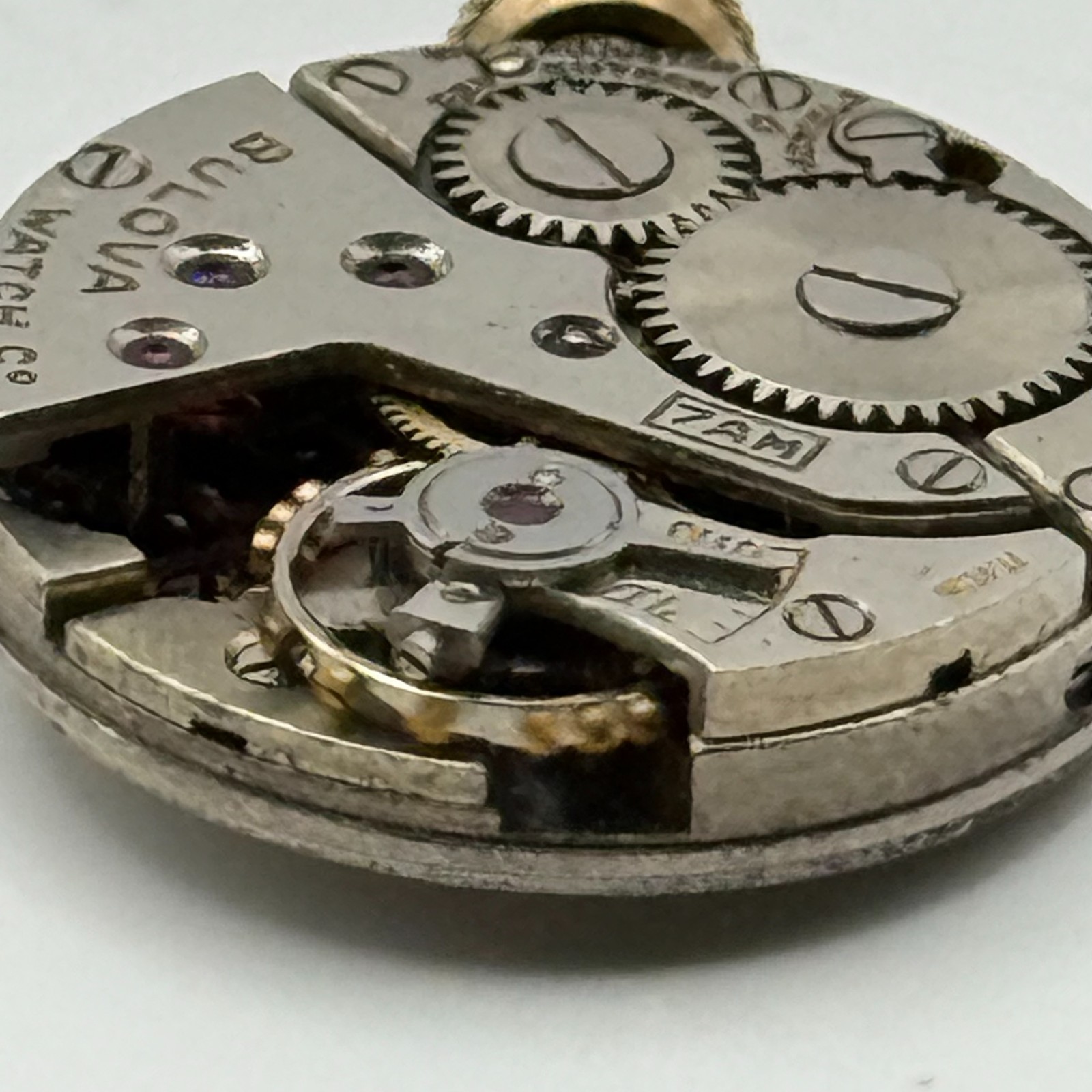 Bulova 7AM Watch Movement Running Swiss 17Jewels Manual Wind Parts Repair 17.1mm