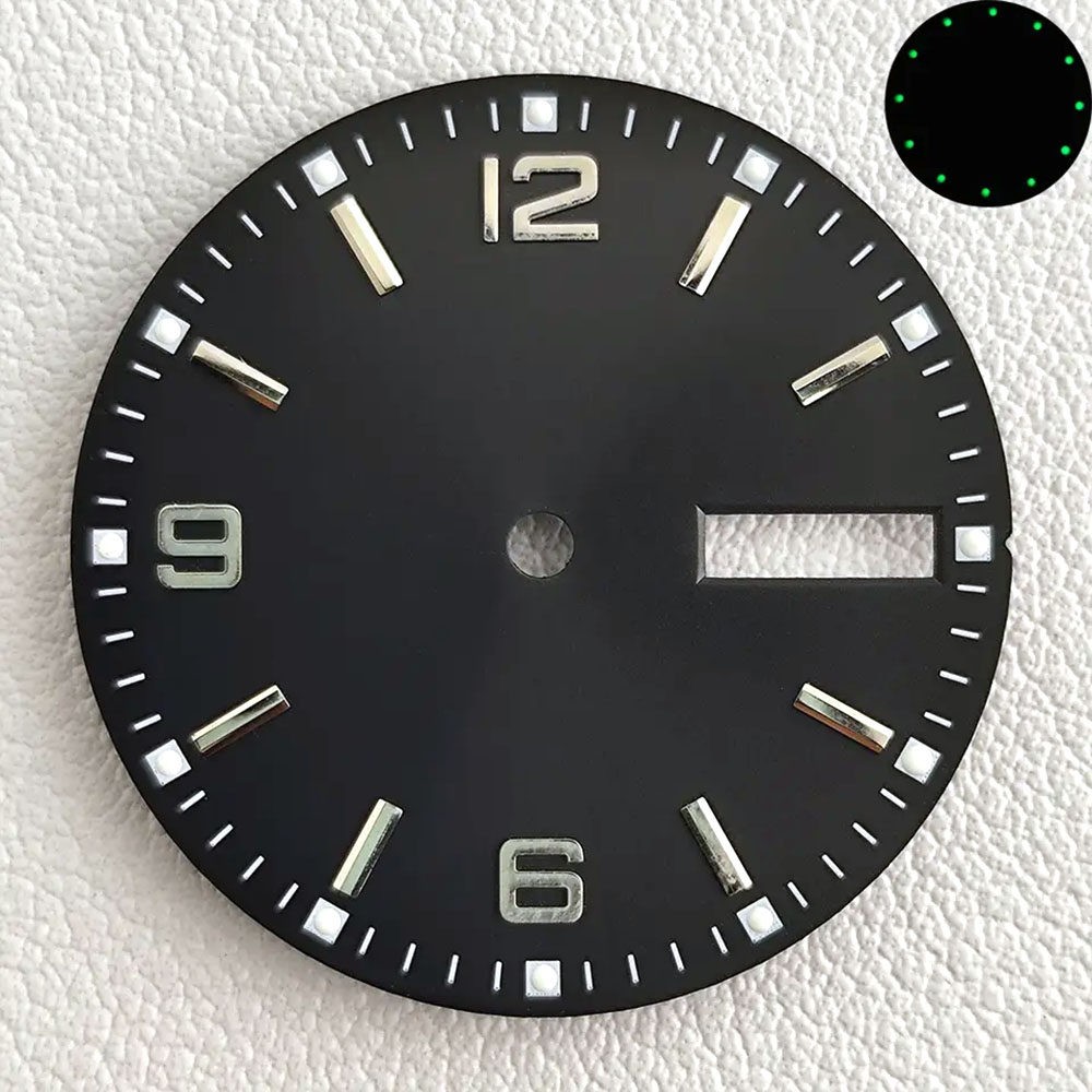 28.5mm No Logo Sun Pattern Watch Dial Green Lume for Nh36 Movement Watch Parts