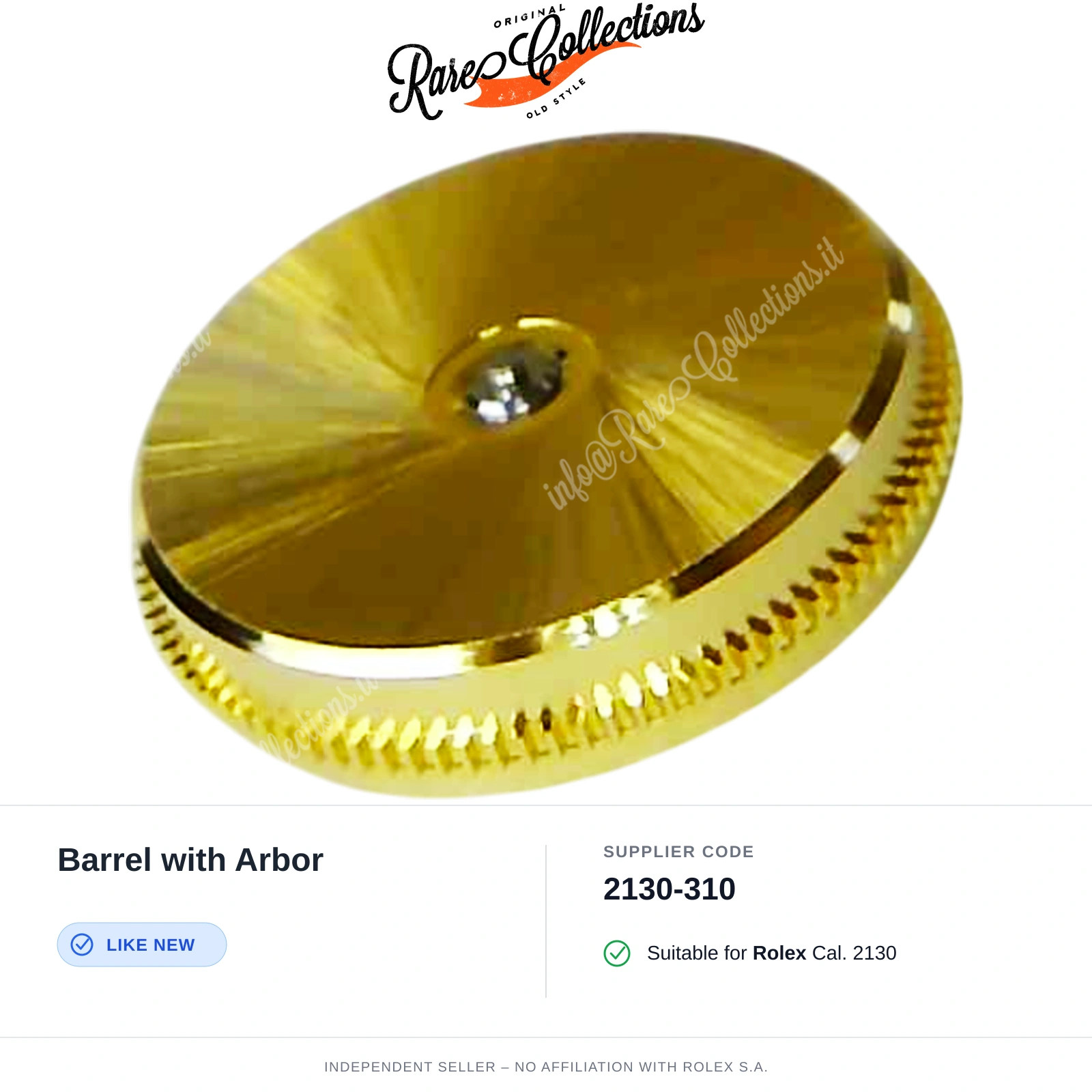Barrel with Arbor for Rolex (cod. 2130-310) — Excellent Condition