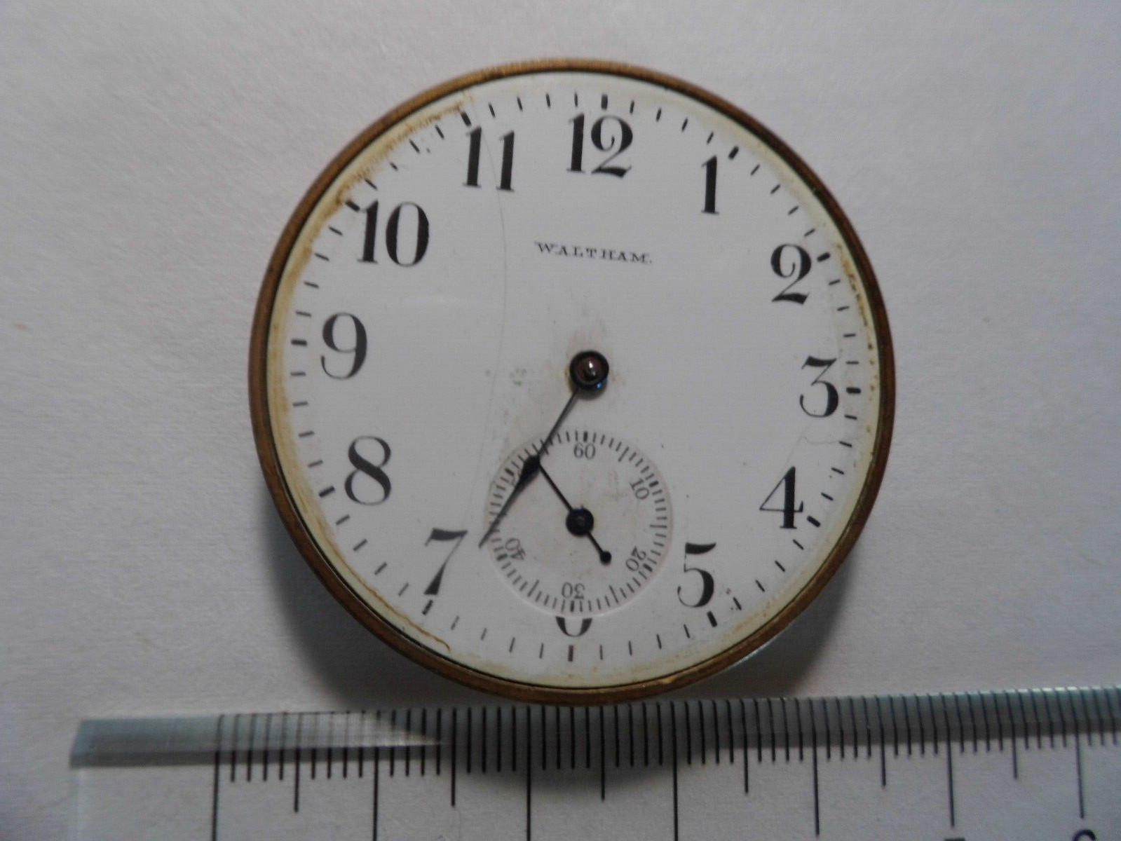 7 Jewel Waltham Pocket Watch Movement w/Dial 1902 Untested #11702603 Lot A72