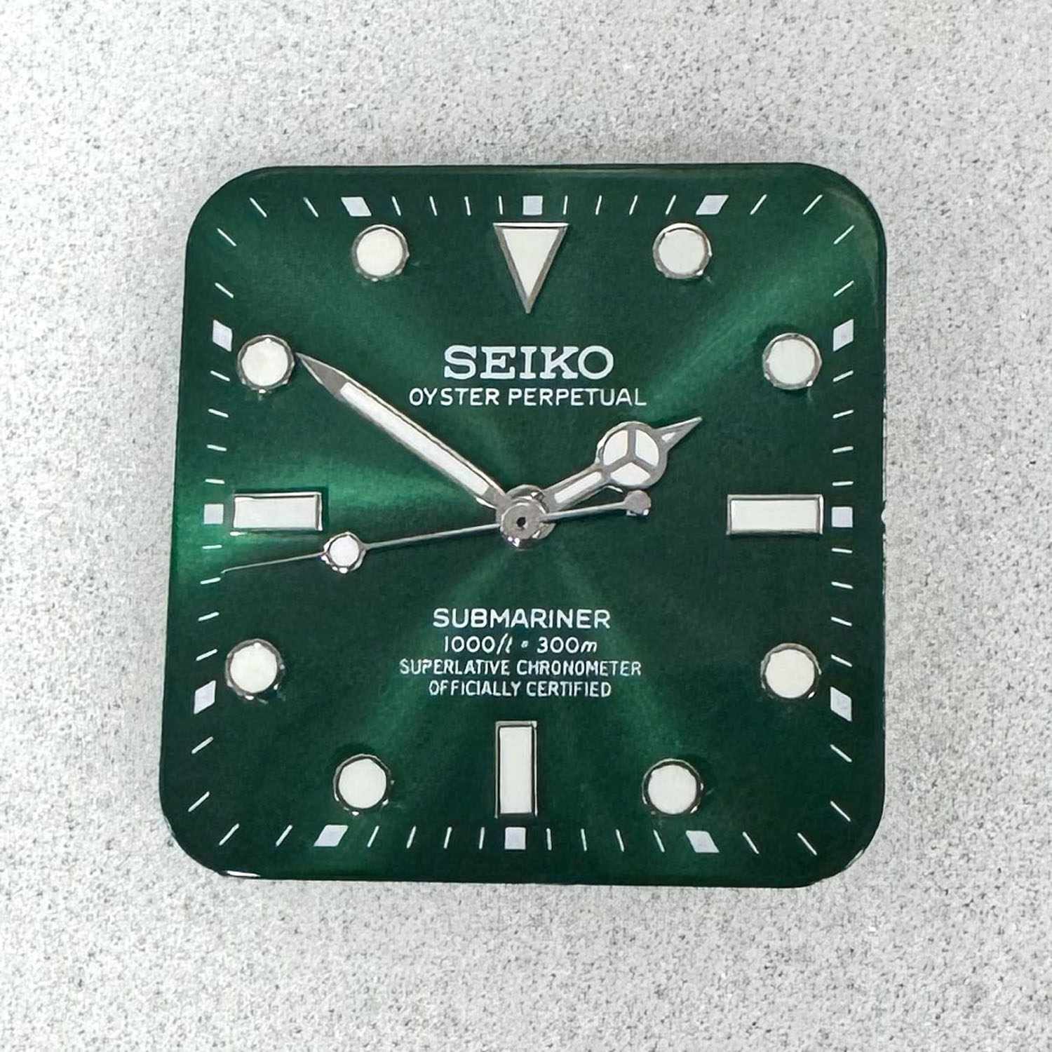 27mm Square Sunburst Pattern Watch Dial Green Lume For Nh35 Movement Parts