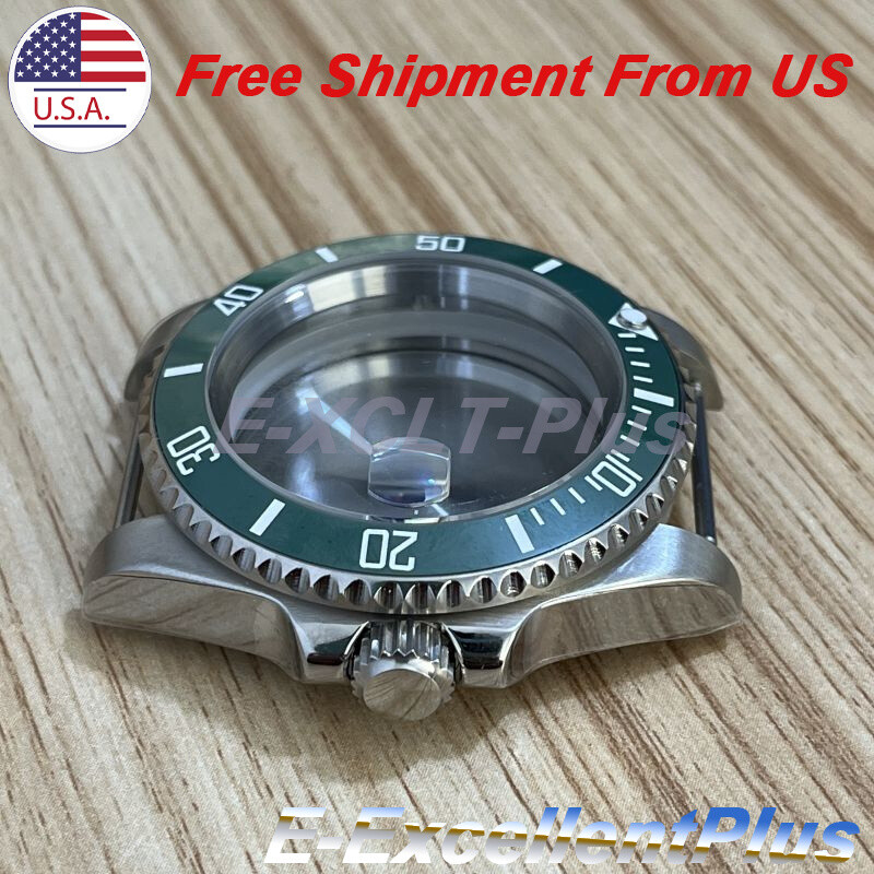 40mm For NH35 NH36 Movement Green Sapphire Glass Automatic Watch Case 316L Steel