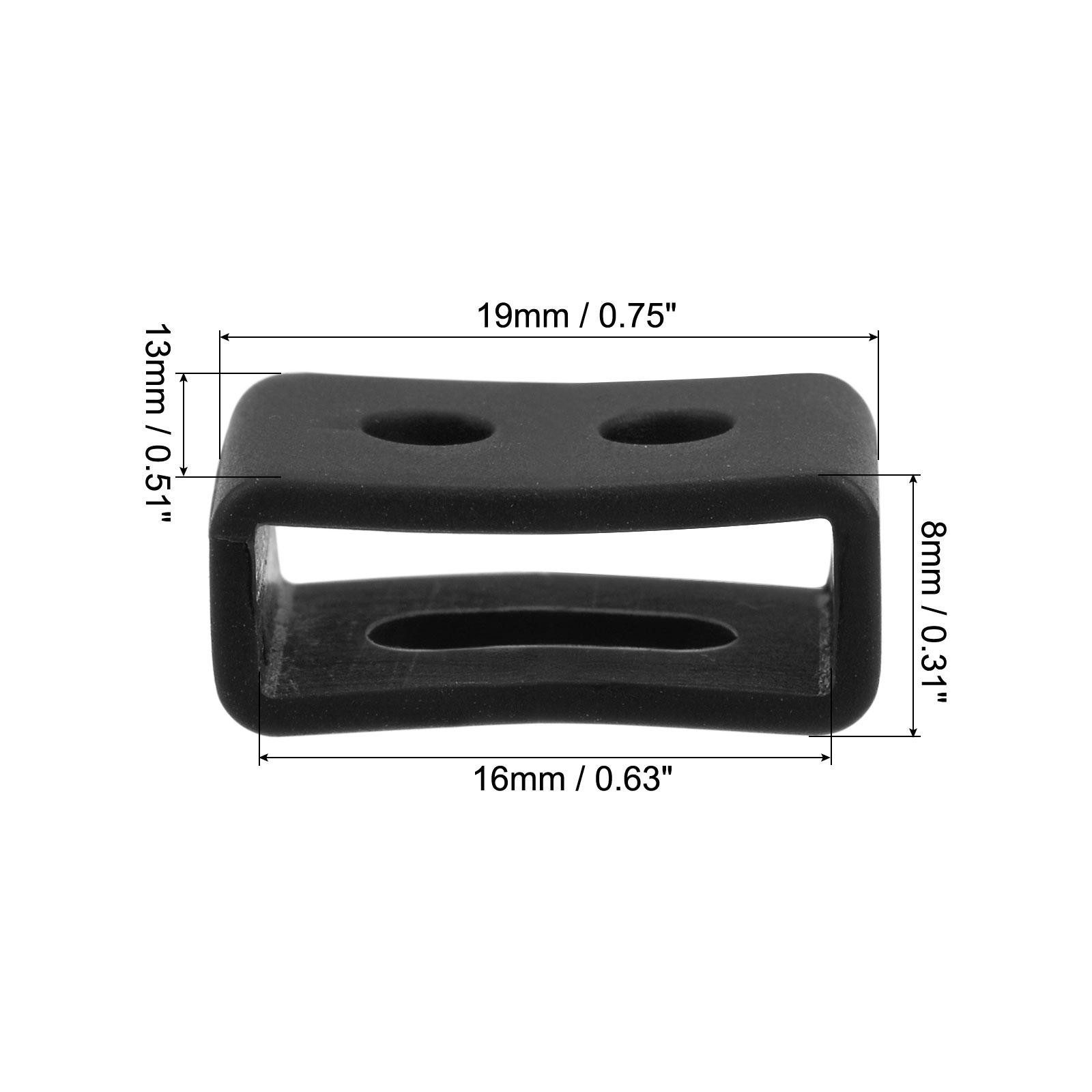 Watch Band Strap Loops Silicone for 16mm Width Watch Band, Black 2 Pcs