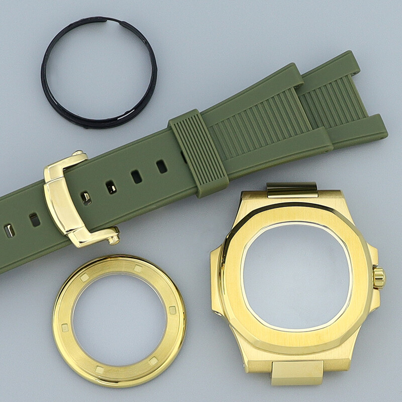 Gold 40mm Luxury Square Watch Case Strap Sapphire Glass For Seiko NH35 NH36 Mov