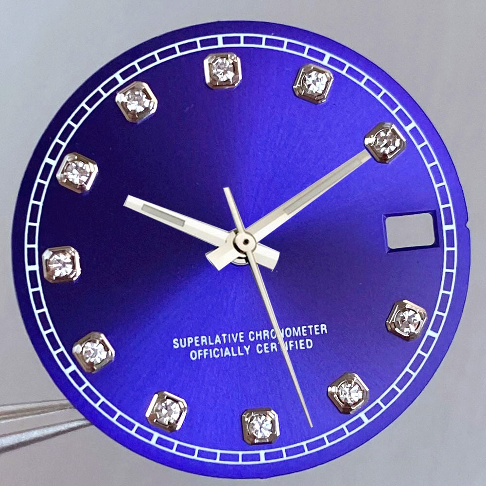 28.5mm Mod Sterile Watch Dial Fit NH35 Sunburst Blue Green Silver Diamond Index