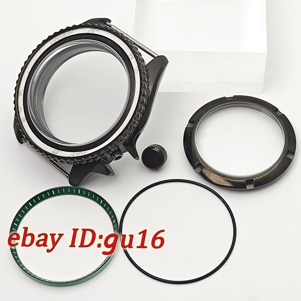 42mm black Sapphire Glass Watch Case Ceramic Bezel Stainless Steel For NH35 NH36