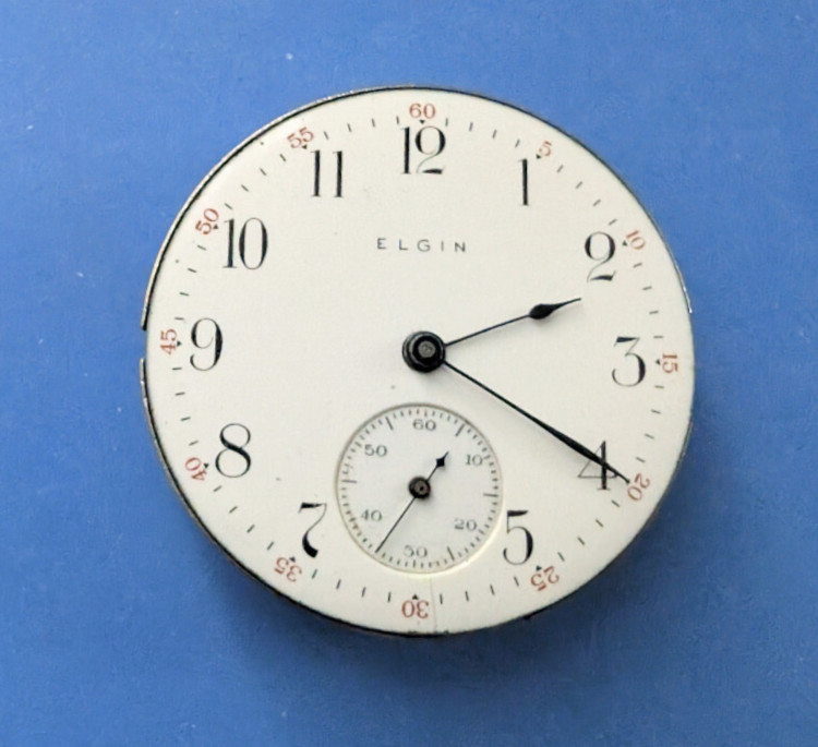 VINTAGE 0 SIZE ELGIN GRADE 320 HUNTING POCKET WATCH MOVEMENT RUNNING