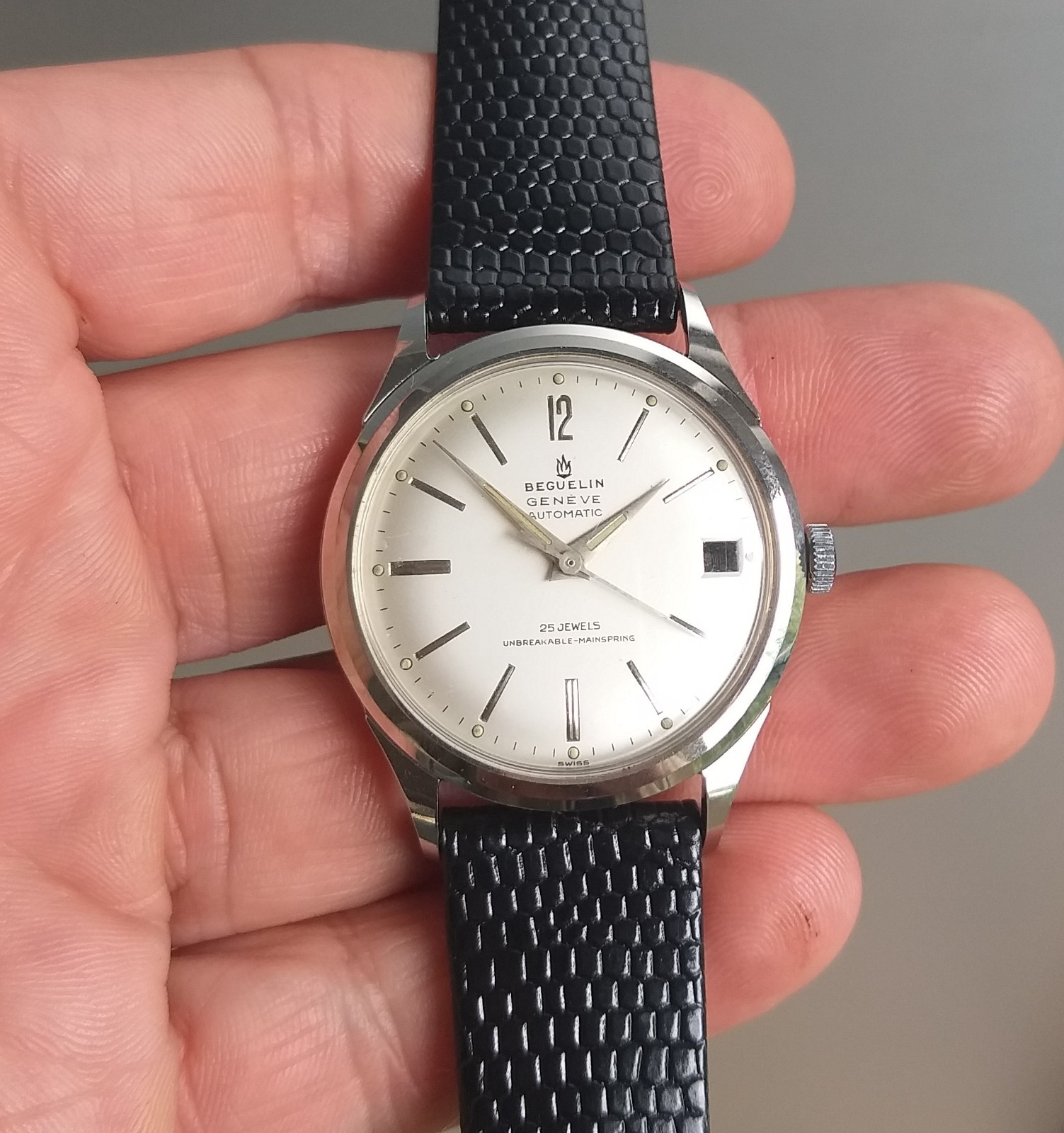 G. Beguelin 34mm Watch Case Dial & Hands for Felsa 692 Bidynator Automatic NOS