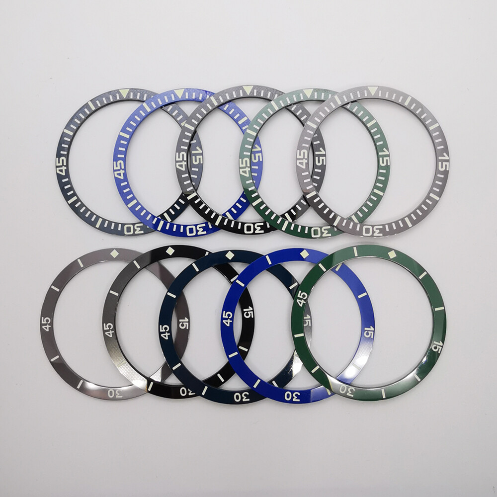 38mm*31.5mm flat luminous ceramic watch bezel insert rings fit 40mm mens case
