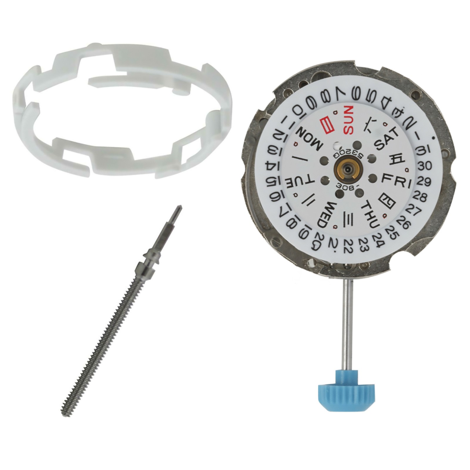 19.8mm Diameter 21 Jewels Watch Movement With Stem&Movement Ring For Miyota 6T51