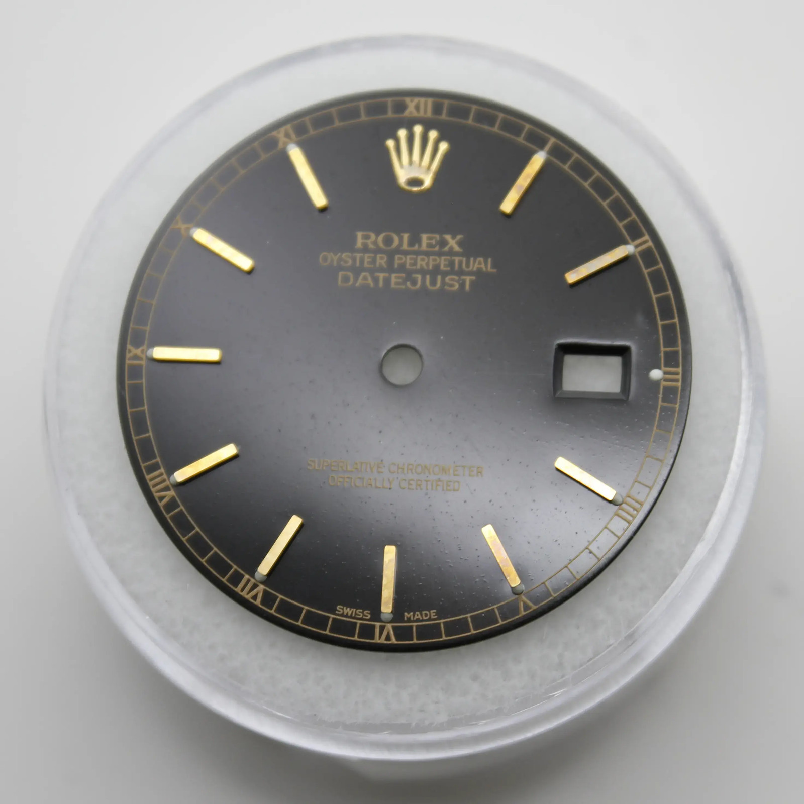 Rolex DateJust 36mm Black Gold Indices 16013 16233 Watch Dial
