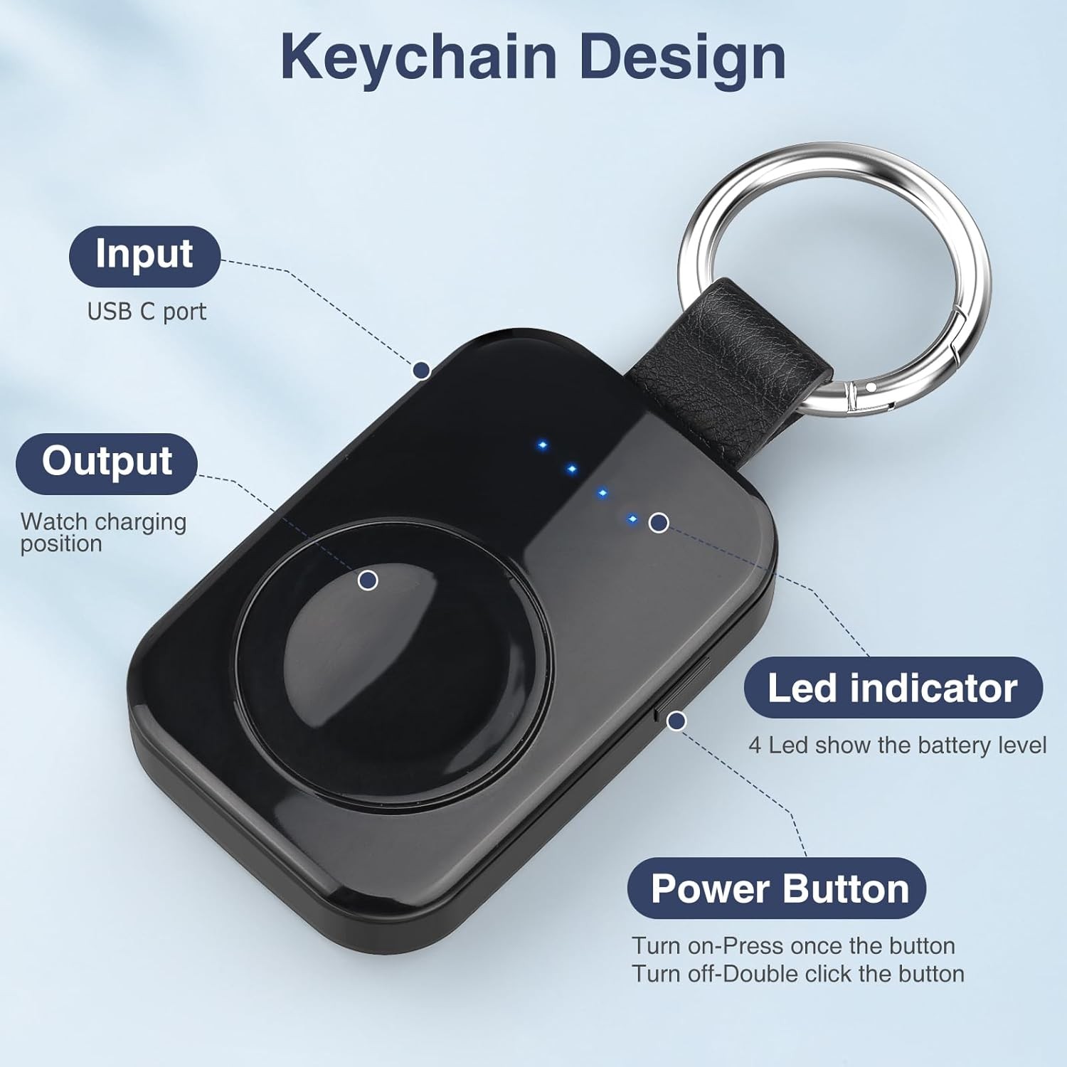Portable Wireless Magnetic Charger For Apple Watch iWatch Power Bank Keychain