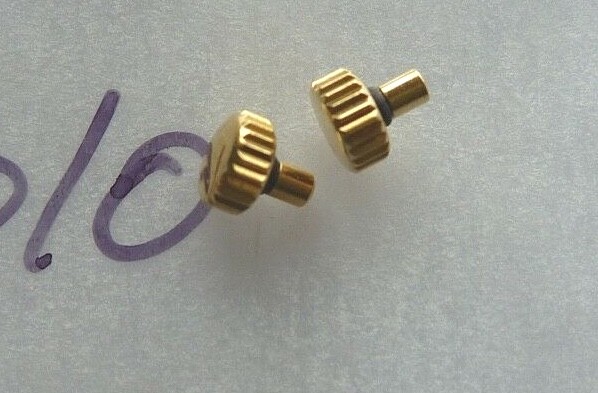 New Piaget Polo strap model yellow gold water res. crown 3.25mm for 0.8mm stem.