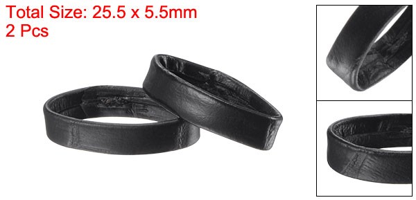 PU Leather Loops Retaining Ring Keeper for 22mm Width Watch Band, Black 2 Pcs